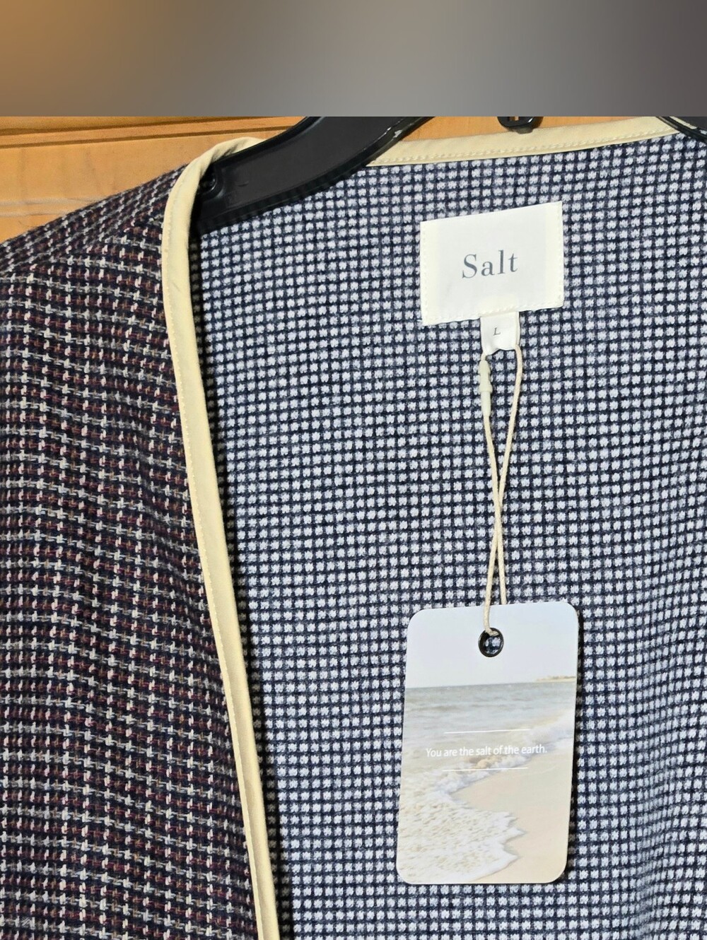 NWT Salt by ROOLEE Long Plaid Open Front Cardigan Sweater Size L - Picture 2 of 6